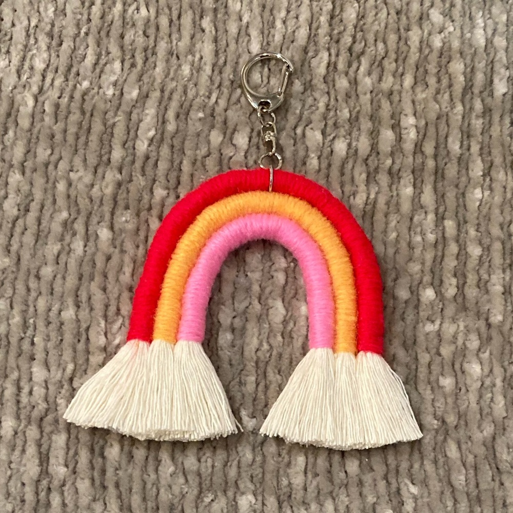 Boho Macrame Rainbow Keychain / Purse Charm/ Tassel